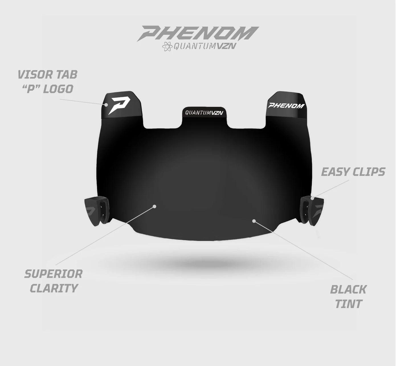 Black Football Visor - QVZN 1.0 by Phenom Elite