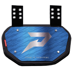 Phenom Elite Football Back Plate - Columbia Blue with Chrome P Logo