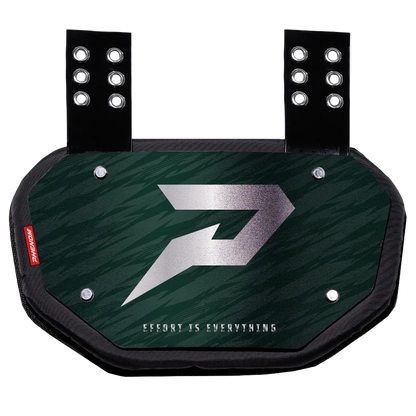 Phenom Elite Football Back Plate - Dark Green with Chrome P Logo