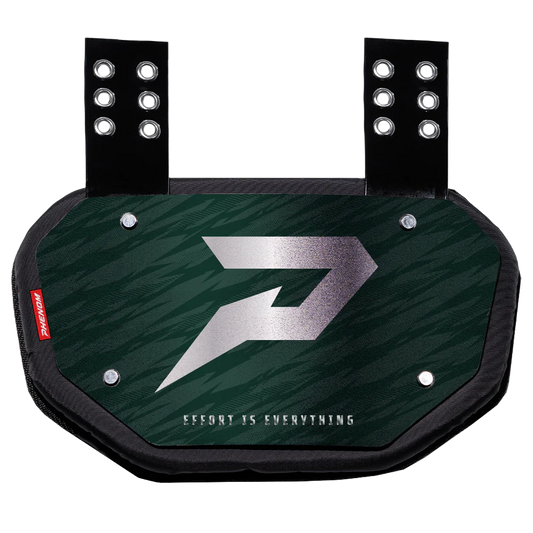 Phenom Elite Football Back Plate - Dark Green with Chrome P Logo