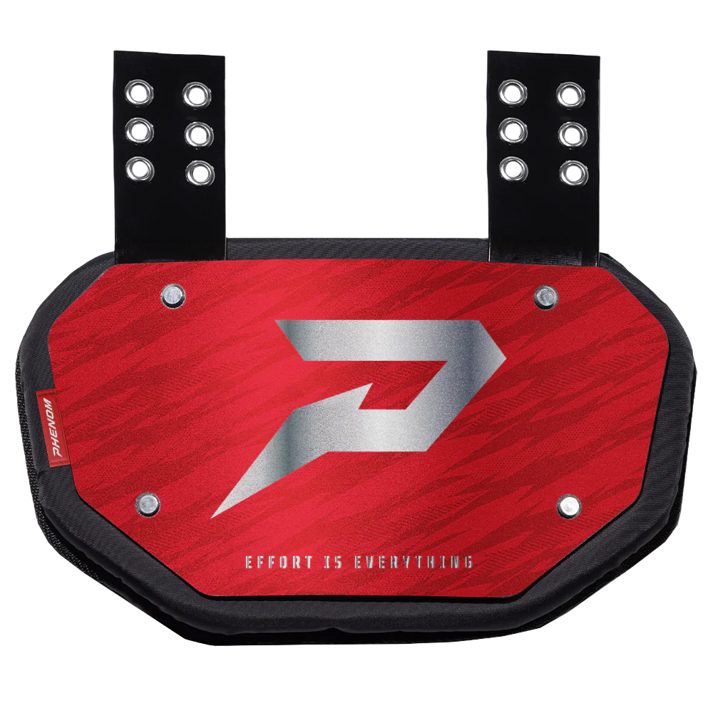 Phenom Elite Football Back Plate - Red with Chrome P Logo