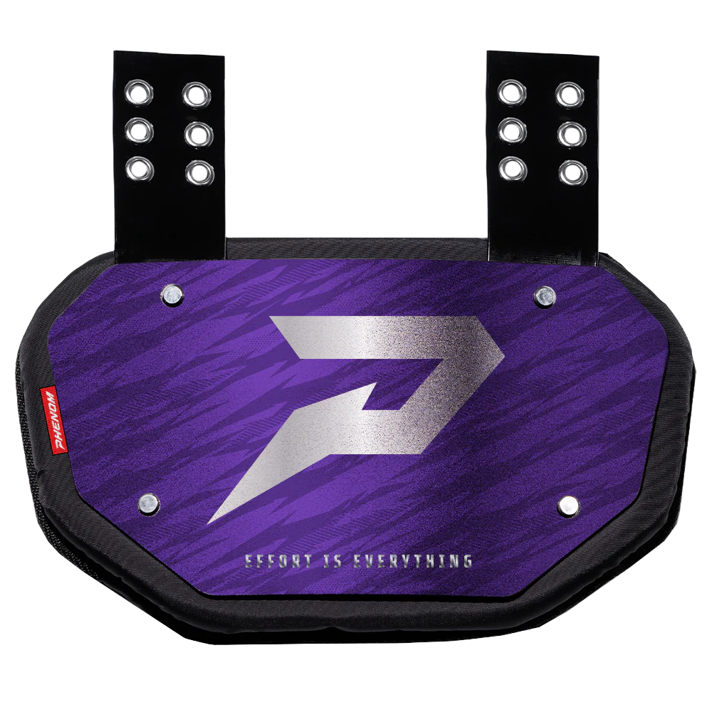 Phenom Elite Football Back Plate - Purple with Chrome P Logo