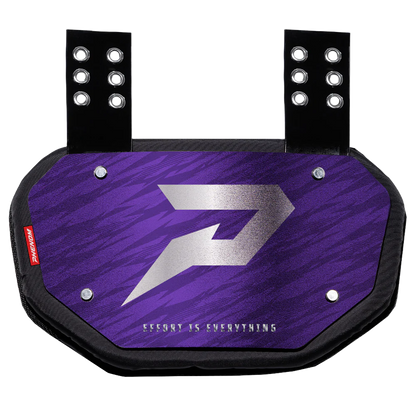 Phenom Elite Football Back Plate - Purple with Chrome P Logo