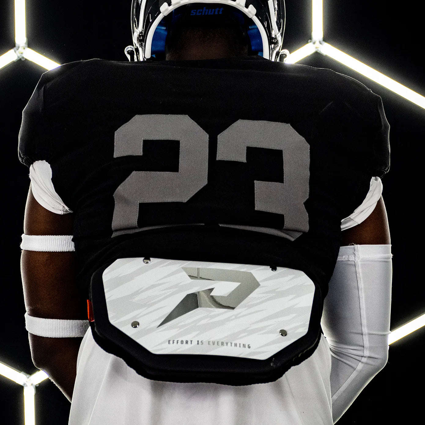 Phenom Elite Football Back Plate - White with Chrome P Logo